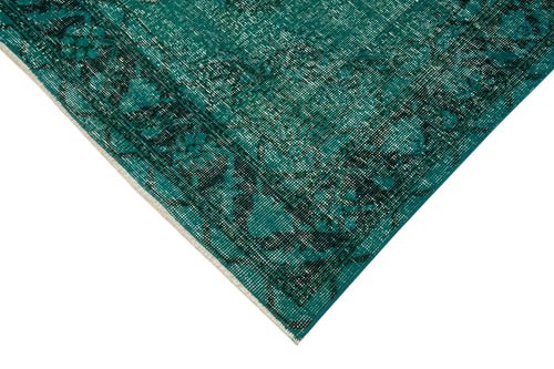 Zile Turquoise Vintage Cotton Wool Handmade Area Rug 4'7'' x 13'3''