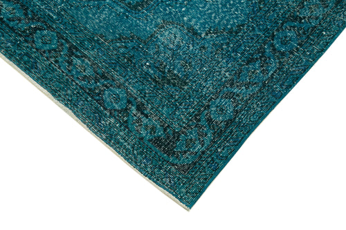 Zile Turquoise Vintage Cotton Wool Handmade Area Rug 4'6'' x 14'0''