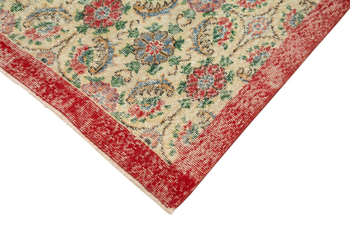 Checkered Vintage Beige Vintage Cotton Wool Handmade Area Rug 3'9'' x 6'6''