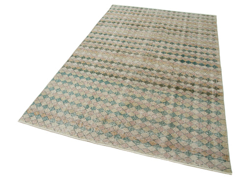 Checkered Kilim White Cotton Wool Handmade Area Rug 5'1'' x 8'4''
