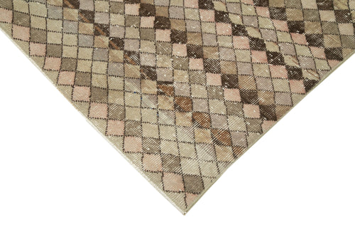 Handmade Area Rug – Checkered Kilim Beige Cotton Wool Blend 5'7''x9'1''