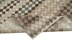 Handmade Area Rug – Checkered Kilim Beige Cotton Wool Blend 5'7''x9'1''