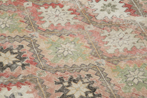 Checkered Kilim White Cotton Wool Handmade Area Rug 5'11'' x 10'3''