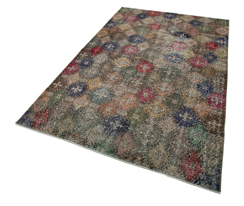 Handmade Area Rug - Checkered Kilim Cotton Wool Vintage Turkish Carpet 4'11" x 8'6"