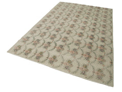 Checkered Kilim Beige Cotton Wool Handmade Area Rug 5'11'' x 9'4''
