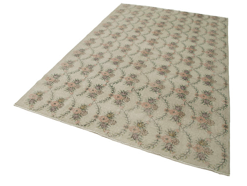 Checkered Kilim Beige Cotton Wool Handmade Area Rug 5'11'' x 9'4''