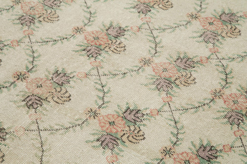 Checkered Kilim Beige Cotton Wool Handmade Area Rug 5'11'' x 9'4''