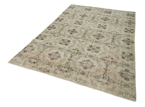 Handmade Area Rug - Checkered Kilim Beige Cotton Wool Durable Turkish Carpet 5'9''x8'6''