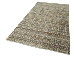 Checkered Kilim Beige Cotton Wool Handmade Area Rug 4'8'' x 8'10''
