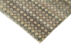 Checkered Kilim Beige Cotton Wool Handmade Area Rug 4'8'' x 8'10''