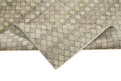 Checkered Kilim Beige Cotton Wool Handmade Area Rug 4'8'' x 8'10''