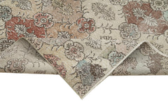 Handmade Area Rug - Checkered Kilim Beige Cotton Wool Vintage Turkish Carpet 5'3''x10'1''