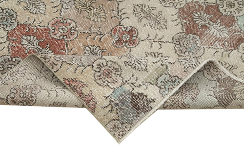 Handmade Area Rug - Checkered Kilim Beige Cotton Wool Vintage Turkish Carpet 5'3''x10'1''