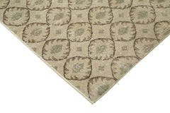 Handmade Area Rug - Checkered Kilim Beige Cotton Wool Vintage Turkish Carpet 5'7''x8'11''