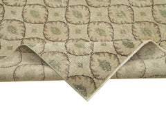 Handmade Area Rug - Checkered Kilim Beige Cotton Wool Vintage Turkish Carpet 5'7''x8'11''