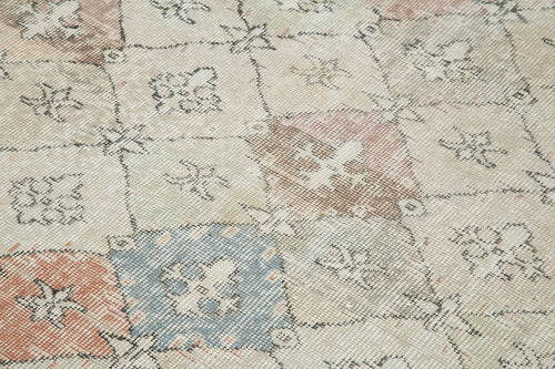 Handmade Area Rug - Checkered Kilim Beige Cotton Wool Vintage Carpet 5'11''x9'2''