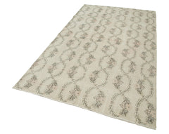 Handmade Area Rug | Checkered Kilim Beige Cotton Wool Rug 4'11'' x 8'6''