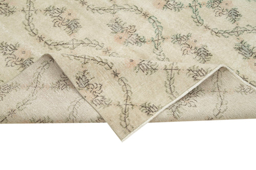 Handmade Area Rug | Checkered Kilim Beige Cotton Wool Rug 4'11'' x 8'6''