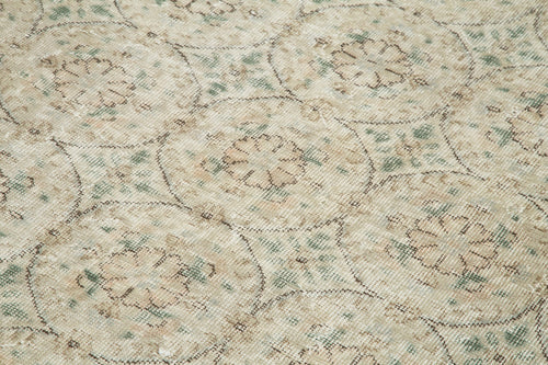 Handmade Area Rug - Checkered Kilim Cotton Wool Rug 5'2'' x 8'5'' Beige Vintage