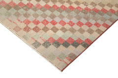 Checkered Kilim White Cotton Wool Handmade Area Rug 5'0'' x 9'5''