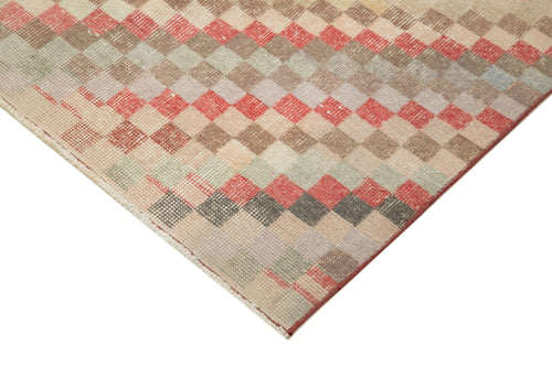 Checkered Kilim White Cotton Wool Handmade Area Rug 5'0'' x 9'5''