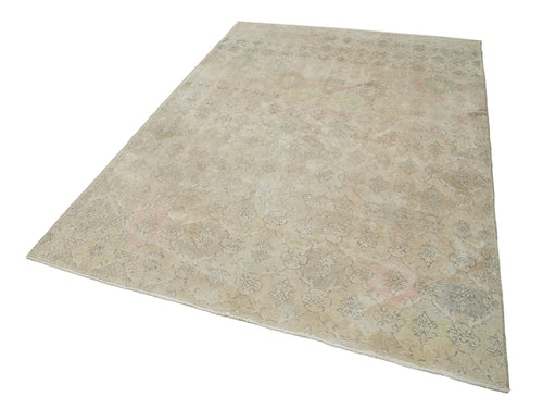 Handmade Area Rug - Checkered Kilim Beige Cotton Wool Rug 5'9'' x 8'6''