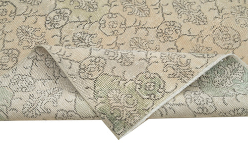 Handmade Area Rug - Checkered Kilim Beige Cotton Wool Rug 5'5'' x 8'10''