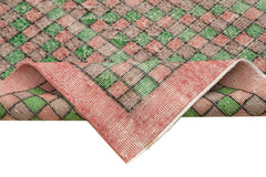 Checkered Runner White Geometric Cotton Wool Handmade Area Rug 3'11'' x 10'6''