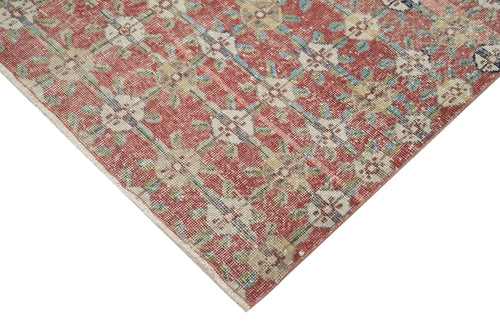 Handmade Area Rug - Checkered Kilim Red Cotton Wool Rug 6'1" x 9'5" Durable Floor Covering