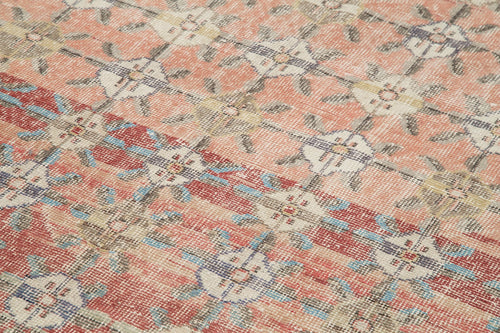 Handmade Area Rug - Checkered Kilim Red Cotton Wool Rug 6'1" x 9'5" Durable Floor Covering