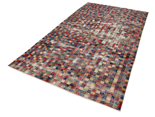 Handmade Area Rug – Checkered Kilim Red Cotton Wool 5x9 Feet Durable Flat Weave Carpet