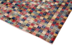 Handmade Area Rug – Checkered Kilim Red Cotton Wool 5x9 Feet Durable Flat Weave Carpet
