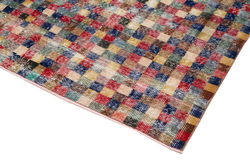 Handmade Area Rug – Checkered Kilim Red Cotton Wool 5x9 Feet Durable Flat Weave Carpet