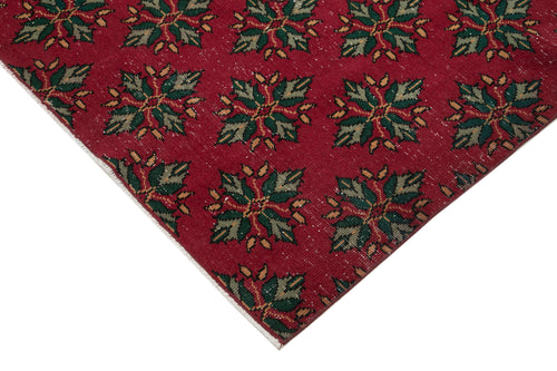 Handmade Area Rug – Red Checkered Kilim Cotton Wool Vintage Turkish Carpet 6'6"x9'10"