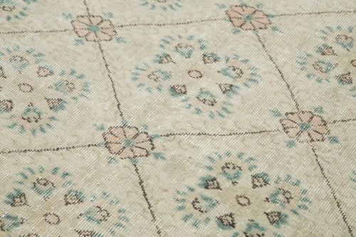 Handmade Area Rug - Checkered Kilim Turkish Wool Carpet 4'10''x8'4'' Beige Cotton Wool