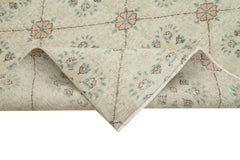 Handmade Area Rug - Checkered Kilim Turkish Wool Carpet 4'10''x8'4'' Beige Cotton Wool