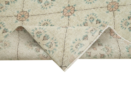 Handmade Area Rug - Checkered Kilim Turkish Wool Carpet 4'10''x8'4'' Beige Cotton Wool