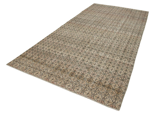 Checkered Kilim Beige Cotton Wool Handmade Area Rug 6'2'' x 12'2''