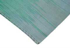 Degrade Kilim Green Striped Cotton Wool Handmade Area Rug 12'0'' x 16'0''
