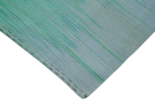 Degrade Kilim Green Striped Cotton Wool Handmade Area Rug 12'0'' x 16'0''
