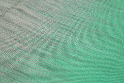 Degrade Kilim Green Striped Cotton Wool Handmade Area Rug 12'0'' x 16'0''