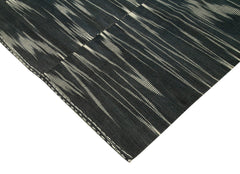 Degrade Kilim Black Striped Cotton Wool Handmade Area Rug 10'11'' x 13'4''