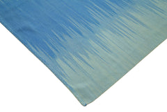 Degrade Kilim Blue Striped Cotton Wool Handmade Area Rug 12'0'' x 15'10''
