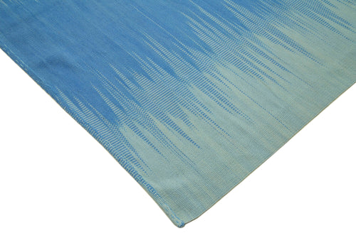 Degrade Kilim Blue Striped Cotton Wool Handmade Area Rug 12'0'' x 15'10''