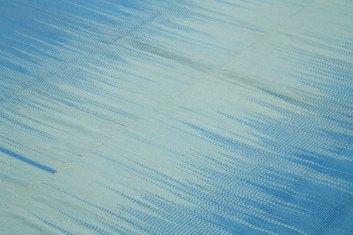 Degrade Kilim Blue Striped Cotton Wool Handmade Area Rug 12'0'' x 15'10''