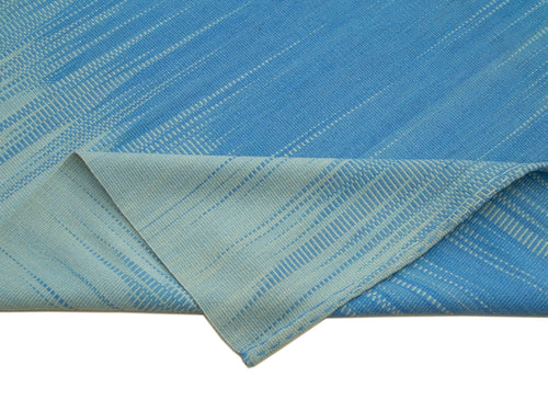 Degrade Kilim Blue Striped Cotton Wool Handmade Area Rug 12'0'' x 15'10''
