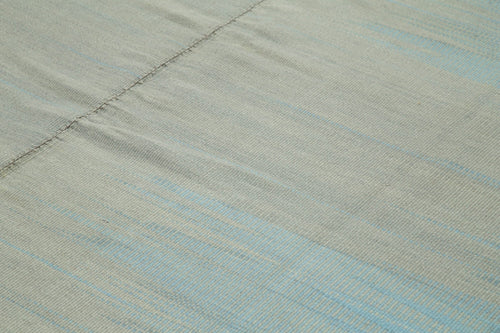 Degrade Kilim Blue Striped Cotton Wool Handmade Area Rug 11'11'' x 15'3''