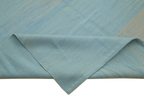 Degrade Kilim Blue Striped Cotton Wool Handmade Area Rug 11'11'' x 15'3''