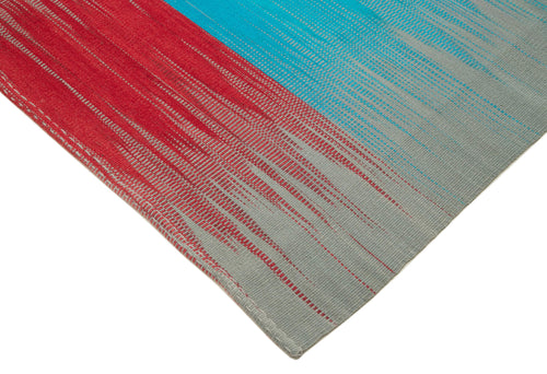 Degrade Kilim White Striped Cotton Wool Handmade Area Rug 9'9'' x 13'4''