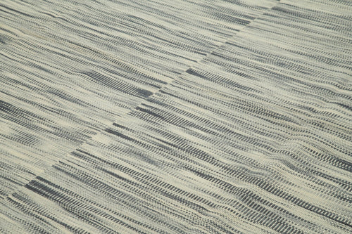 Degrade Kilim Grey Striped Cotton Wool Handmade Area Rug 9'10'' x 12'8''